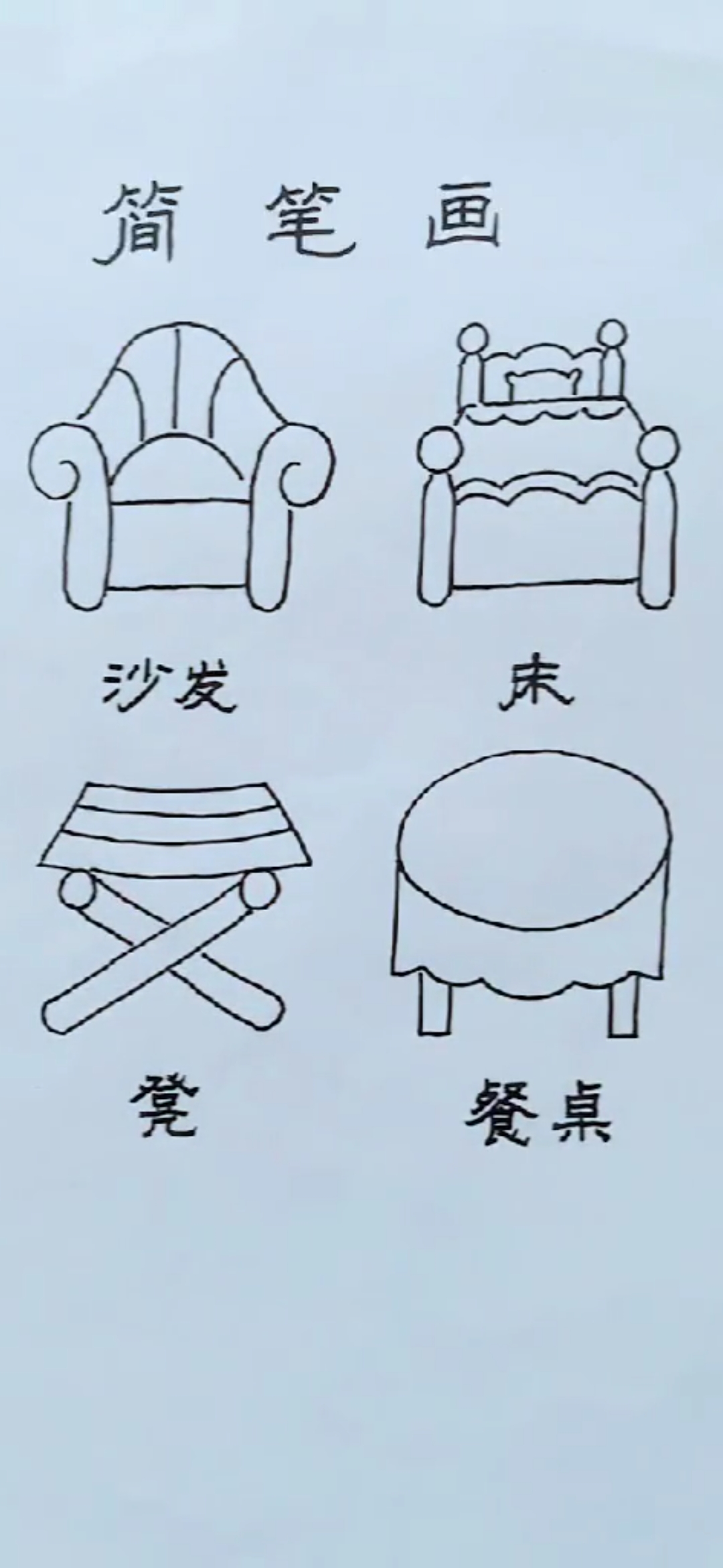 简笔画。餐桌