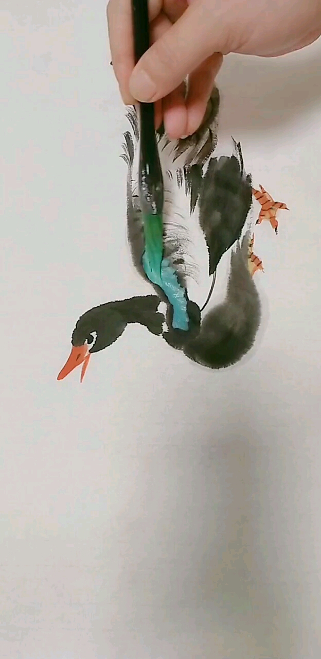#我要上热门#国画鸭子画法演示来了