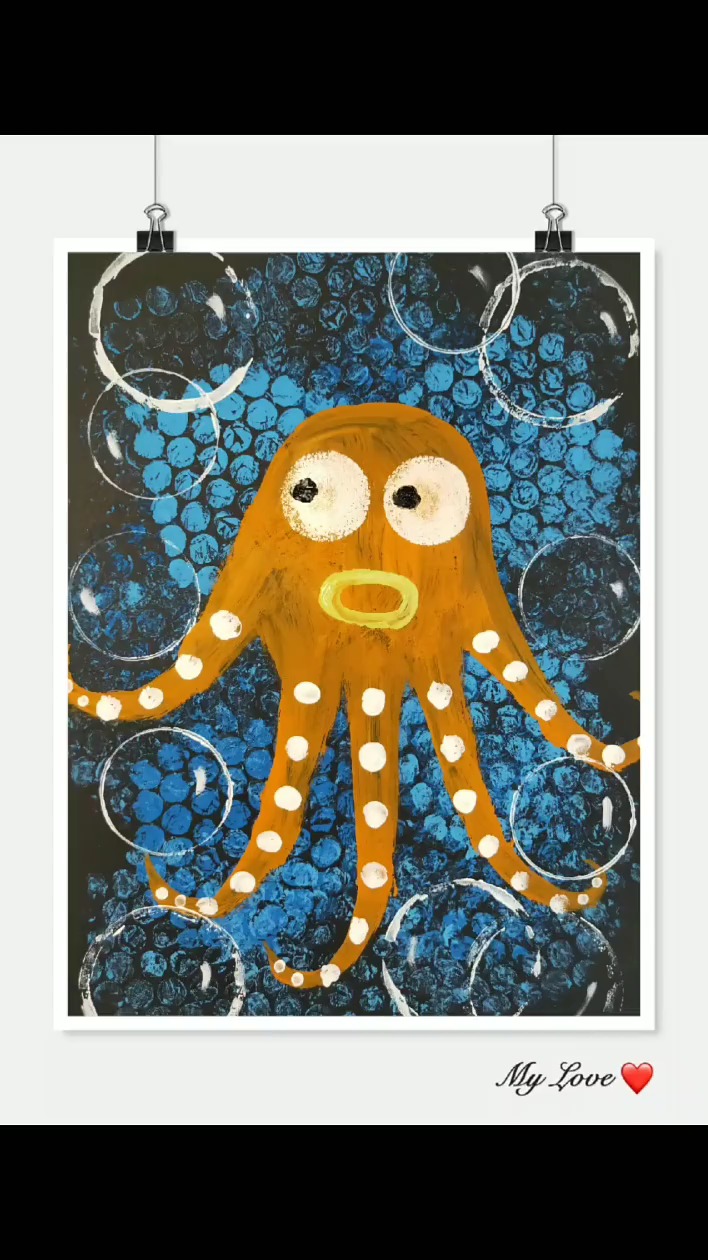 #创意美术#这样就能画个大章鱼了,快来学吧