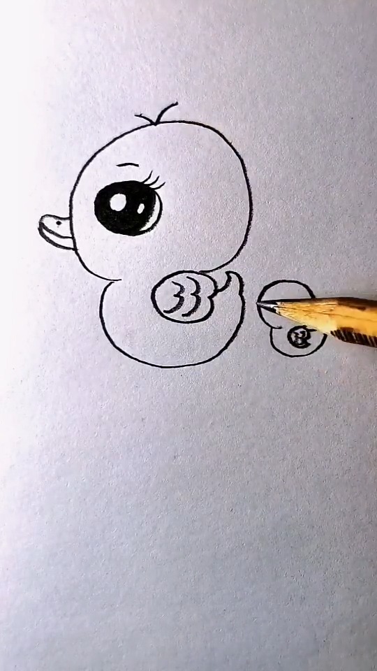 #简笔画#圆圈画出水中游的小鸭子