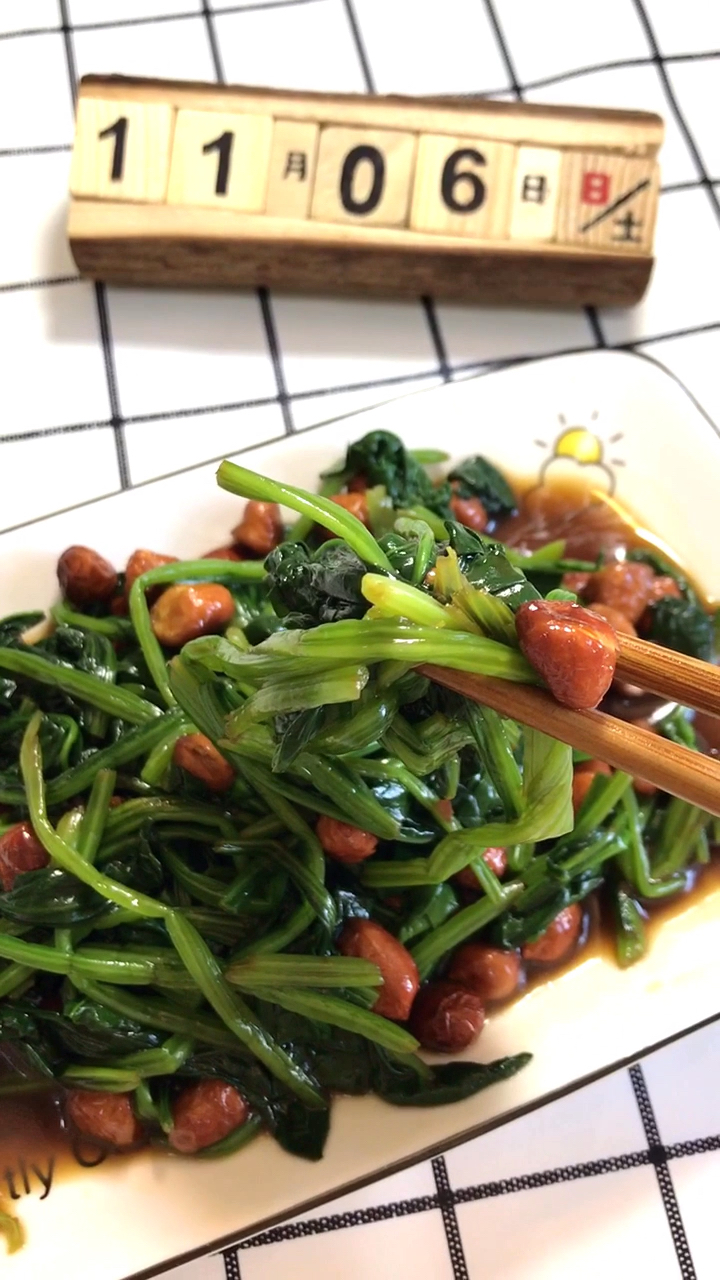 菠菜拌花生米,超级简单又美味的凉拌菜!②