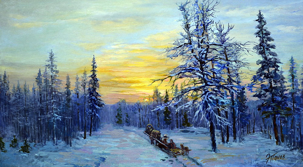 冬季森林-艺术家edward porfirievich panov作品