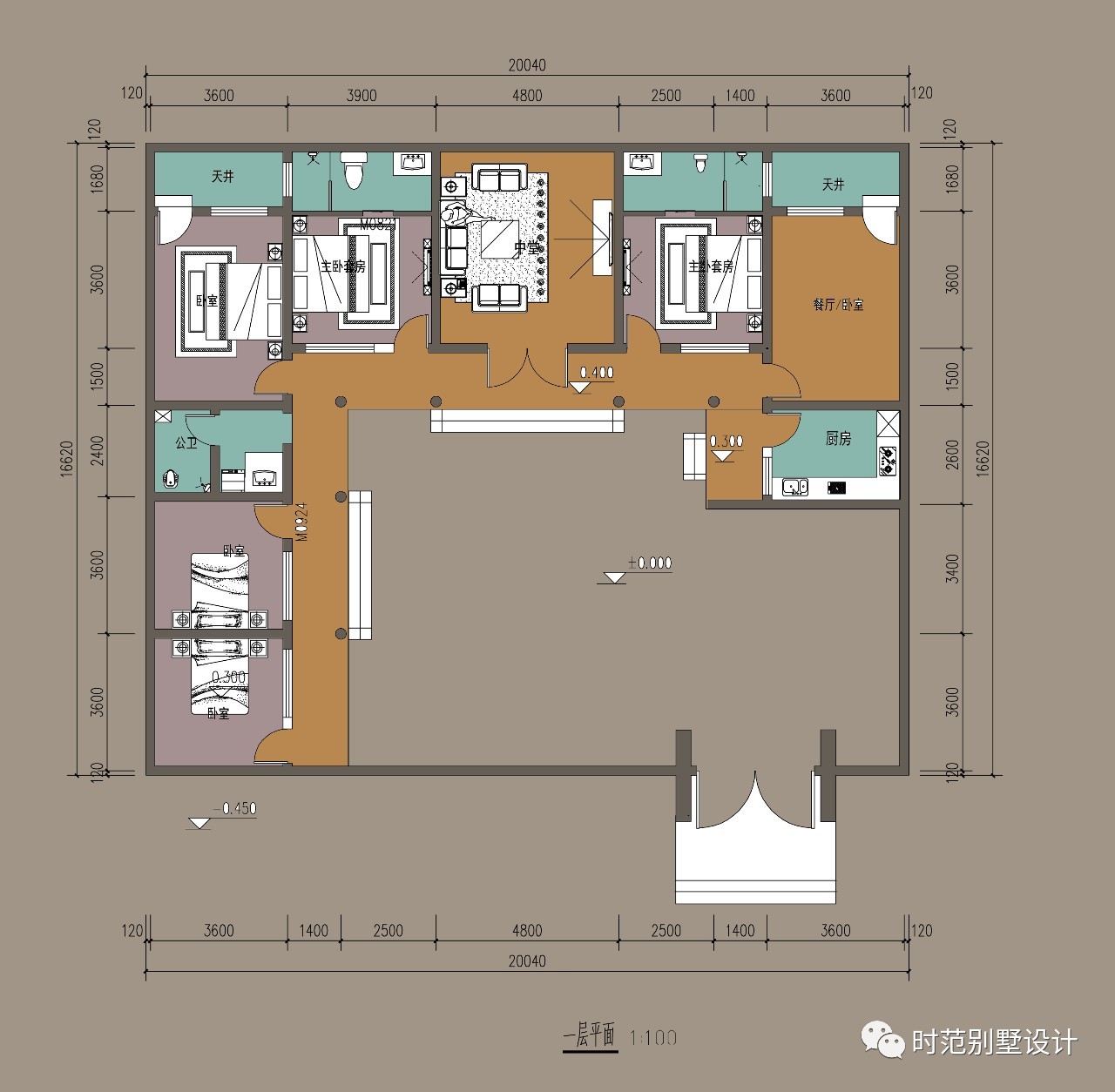 农村一层三合院平面图图片