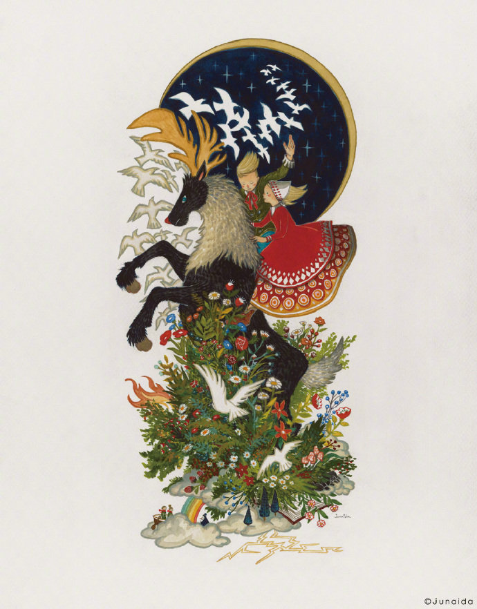 丰富的想象力,梦幻的场景,日本插画师 junaida 的绘画作品