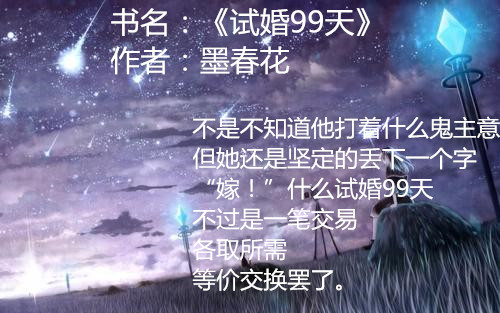 言情小说:试婚99天,你若满意,这辈子就凑合过了