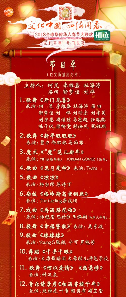 2018湖南卫视华人春晚节目单官方版 嘉宾明星阵容名单