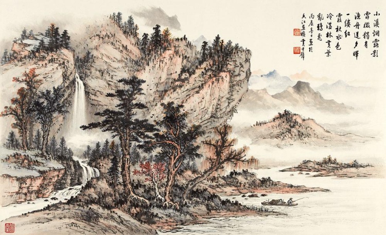 传世经典:笔墨清新布局隽雅,黄君璧山水画高清欣赏