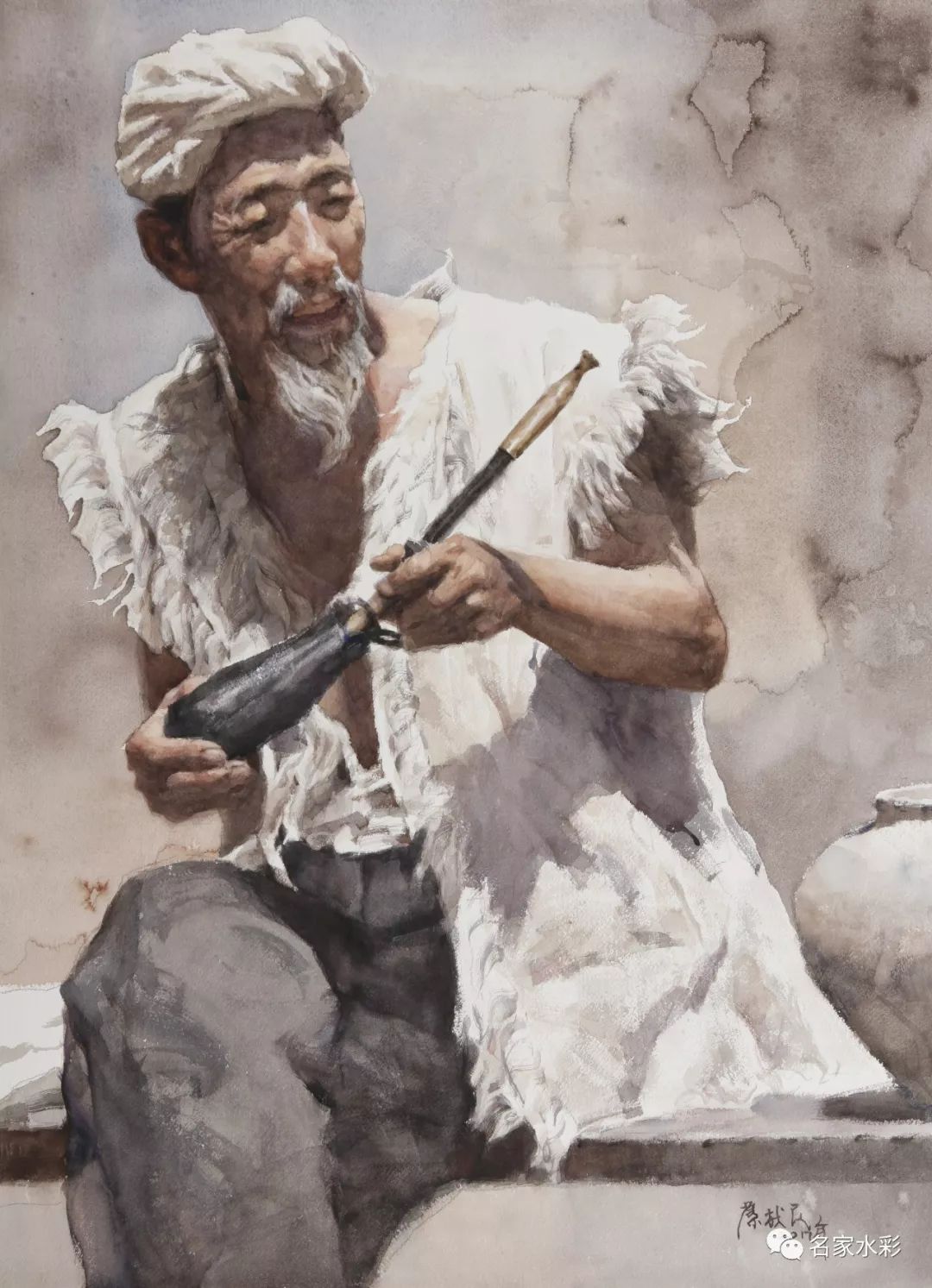他笔下的水彩人物太美了,能让你走进画里的场景