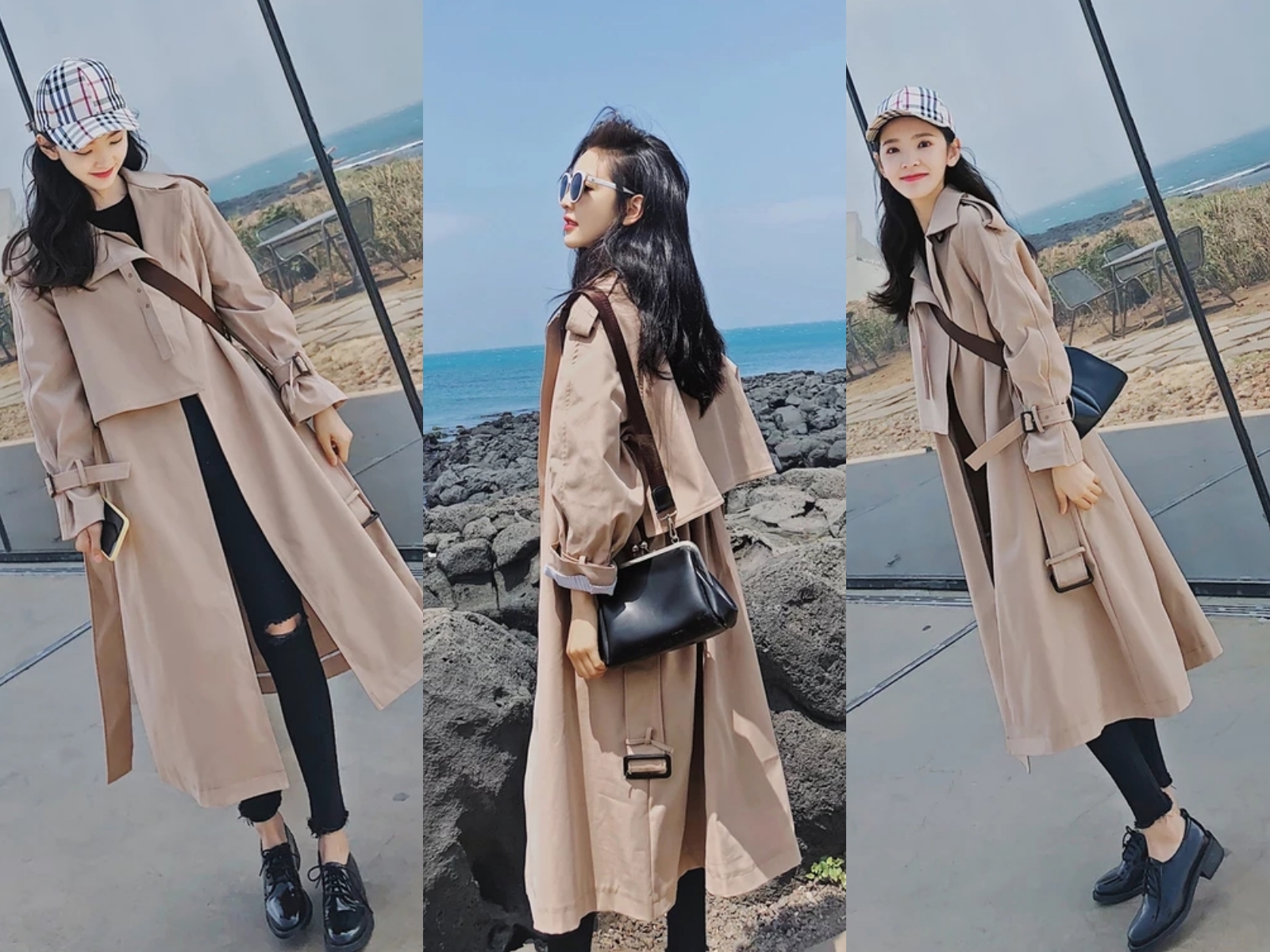 秋季,卡其色风衣搭配紧身裤,这样穿百搭显瘦还有型!