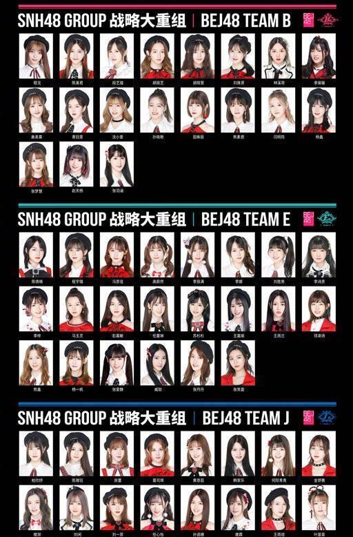 snh48进行全团重组 解散五支队伍调整部分成员