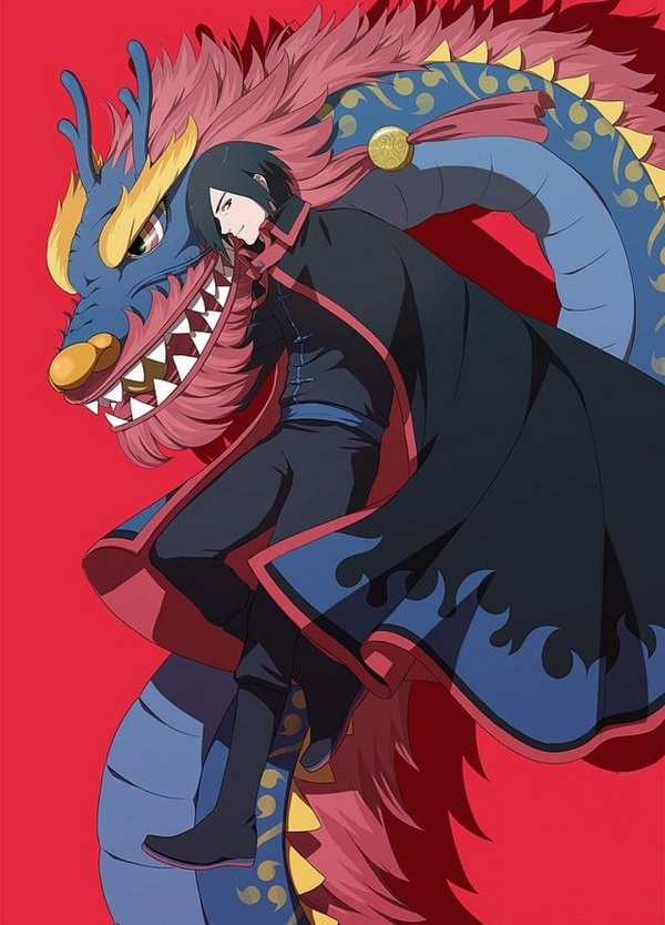 《火影忍者》中国风,鸣人舞龙,博人舞狮,佐良娜一脸满足的样子