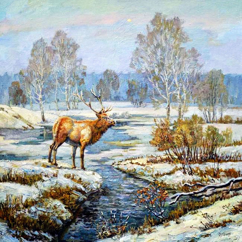 冬季森林-艺术家edward porfirievich panov作品