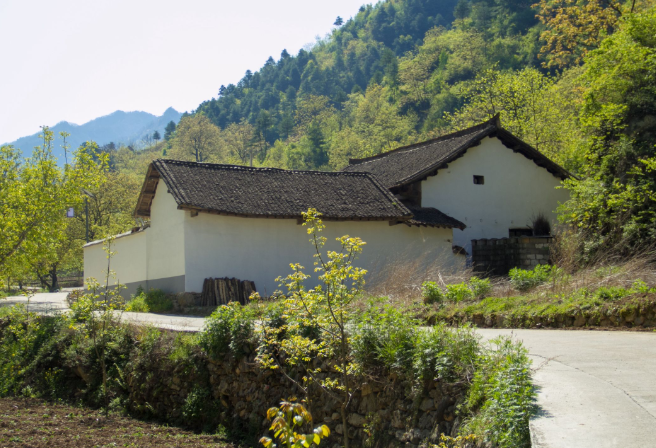 进沟不多久,就发现了第一个小村庄,白墙黑瓦的老房子,在鹅黄翠绿的