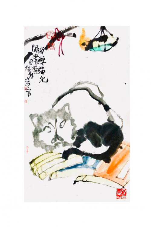 田斋余培奇闲文闲画—吟风弄猫一放翁