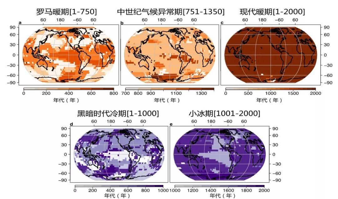 nature:全球过去2000年年平均温度空间格局多指标集成