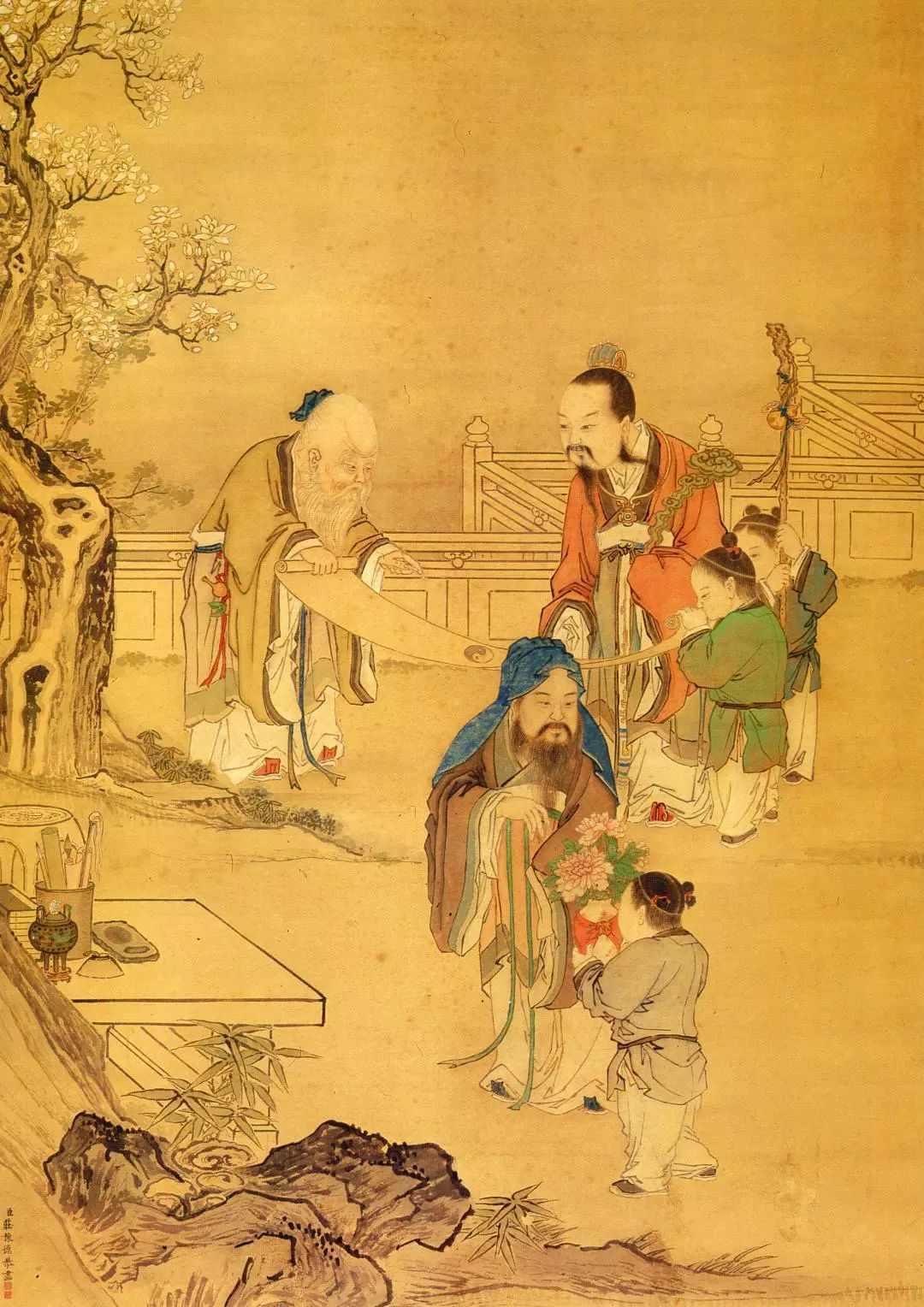 观复猫钻进古画说文化之《福禄寿人物图》