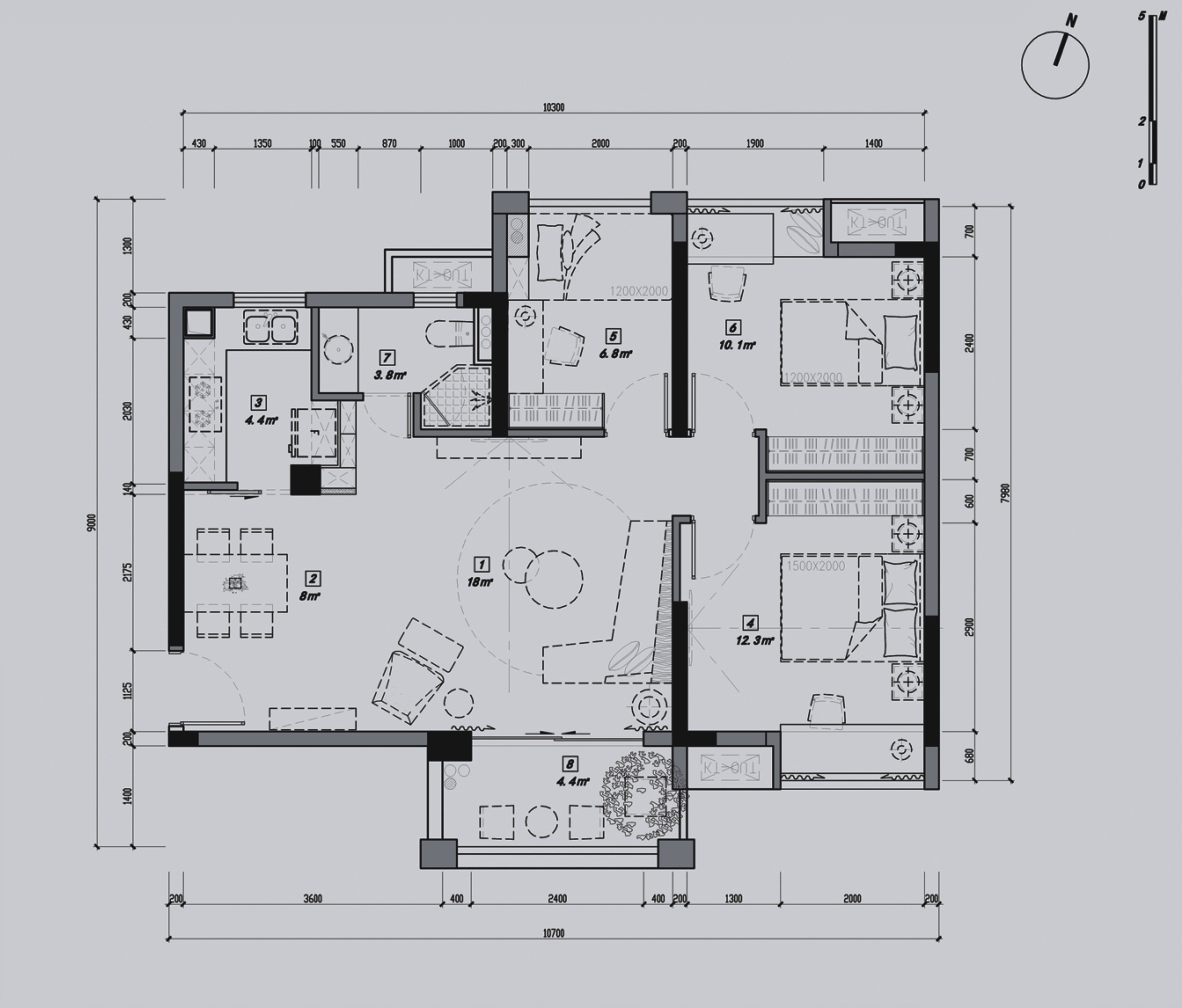 120平米现代简约风格三居室,预算17万,点击看效果图!-红星紫郡装修