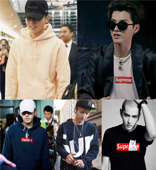 吴亦凡supreme短袖,吴亦凡supreme 吴亦凡可能半个衣柜都是supreme