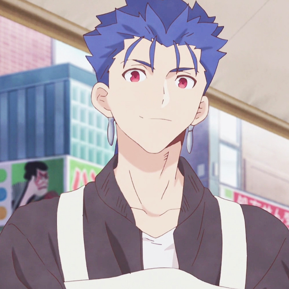 动漫男头,身穿围裙在鱼店打工的lancer