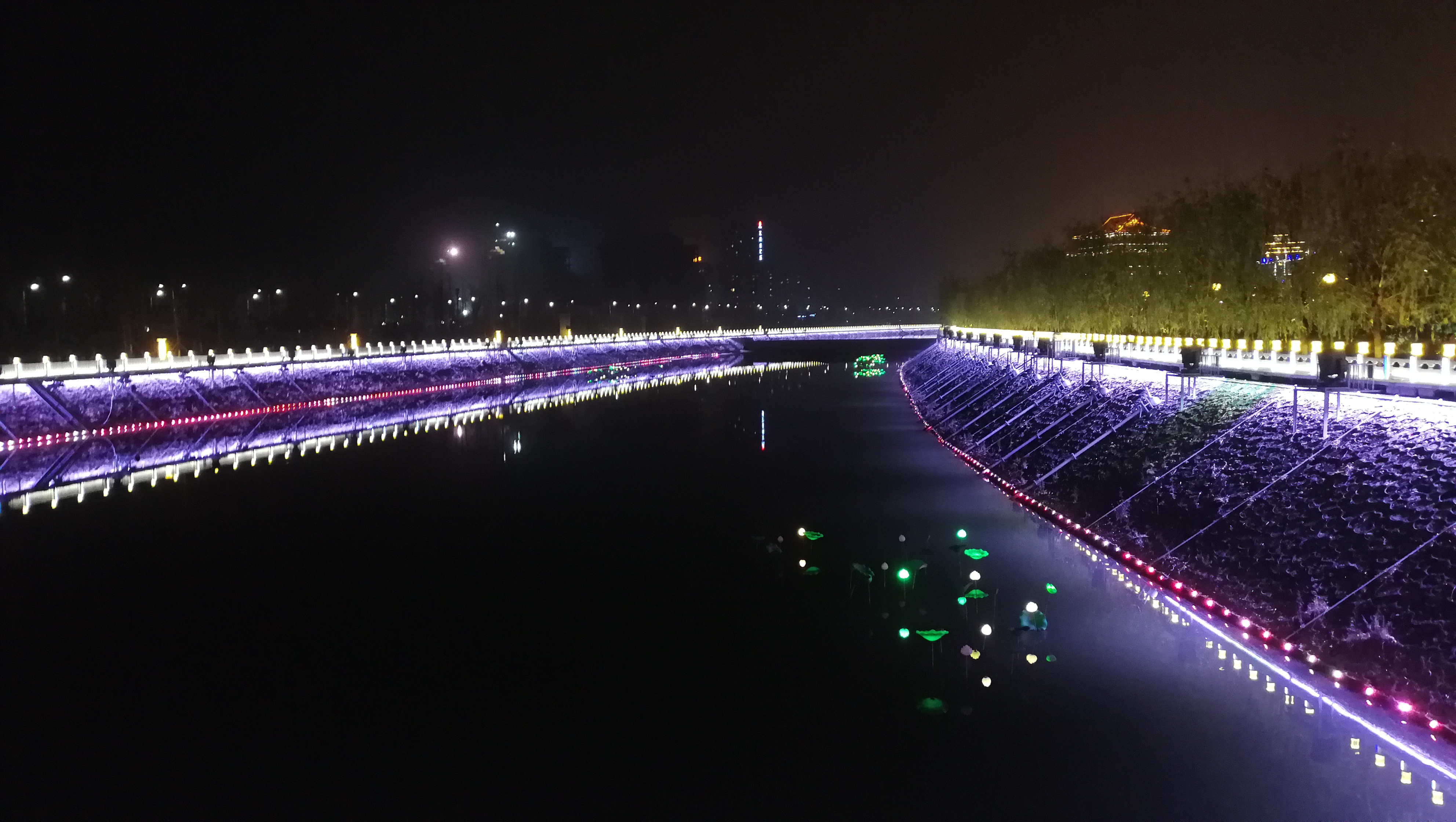 商洛市商州区,丹江河滨,公园夜景
