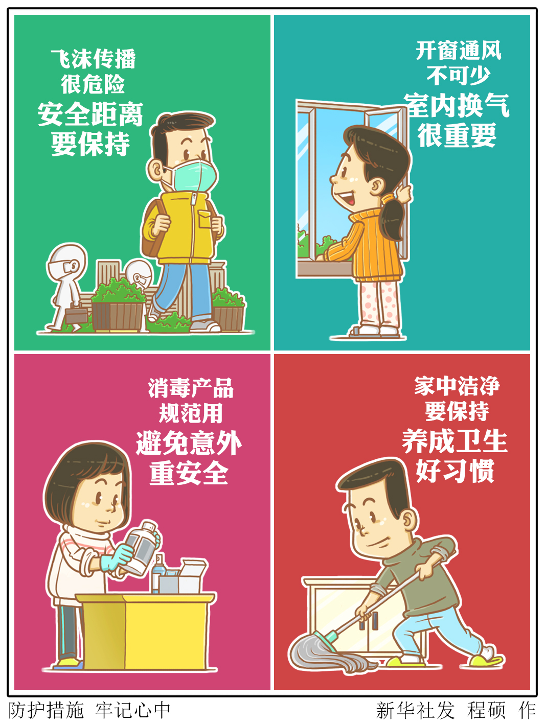 (图表·漫画)「聚焦疫情防控」防护措施 牢记心中(横版)