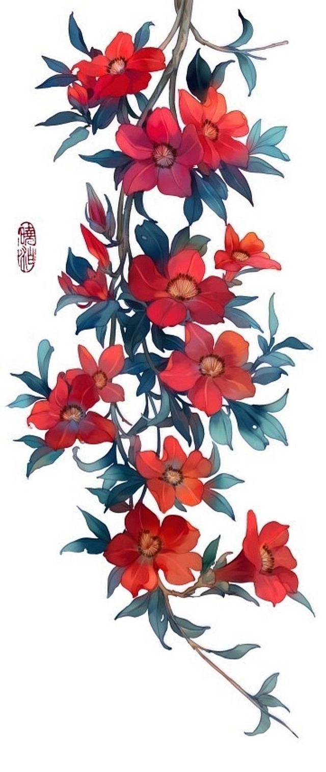 拈花一笑,岁月生香《哑舍》御用插画师唯美古风花卉作品欣赏