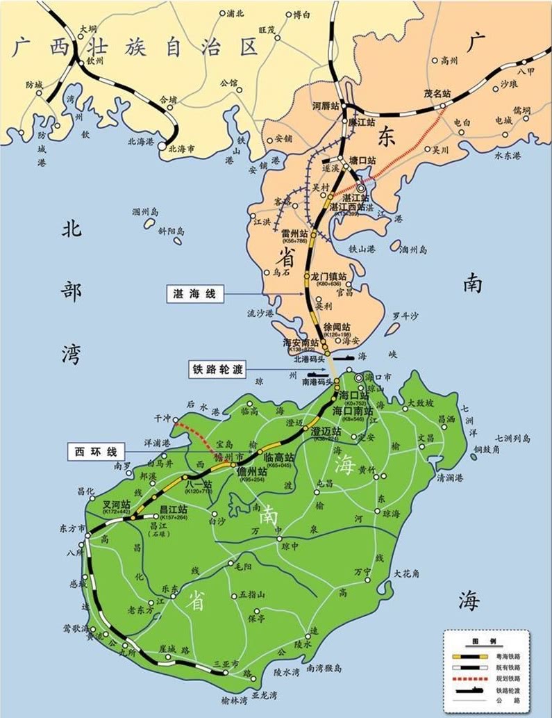 横渡琼州海峡路线图图片