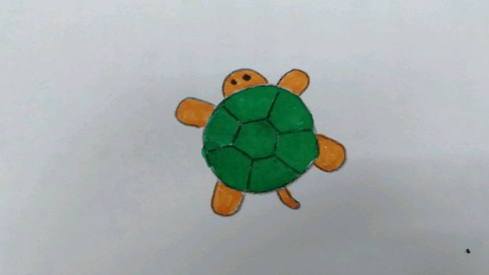 萌萌的小乌龟筒笔画教程 儿童学画小动物 简单又好看