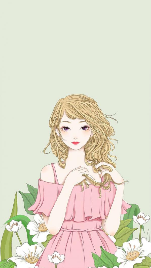 我的眼里你最美(手绘文艺卡通女孩图)