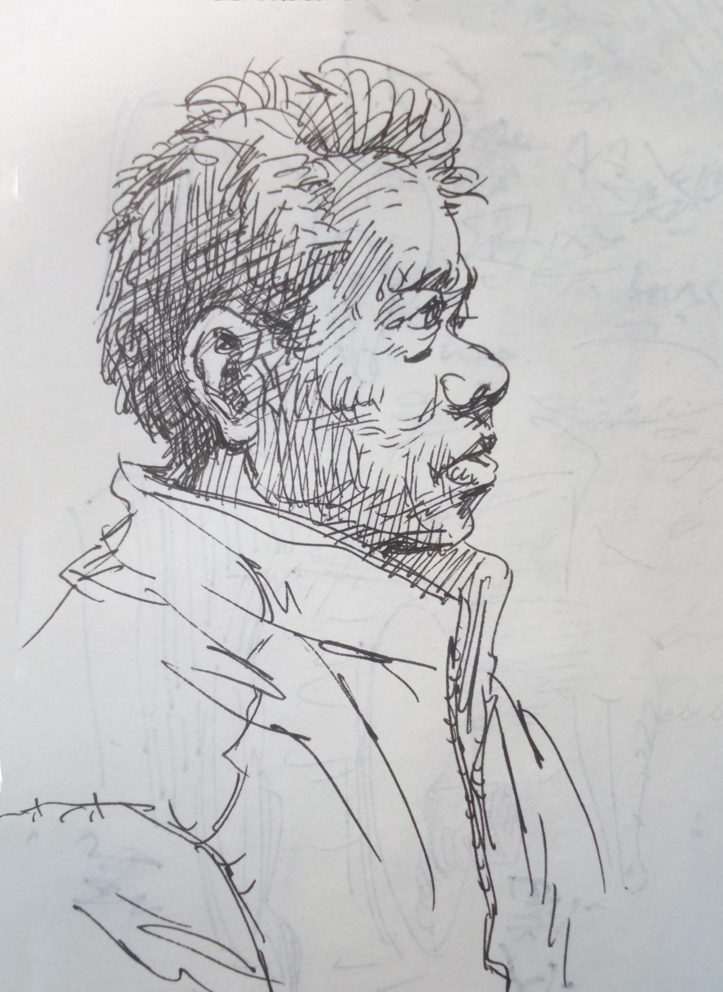 速写,钢笔画,老人肖像习作