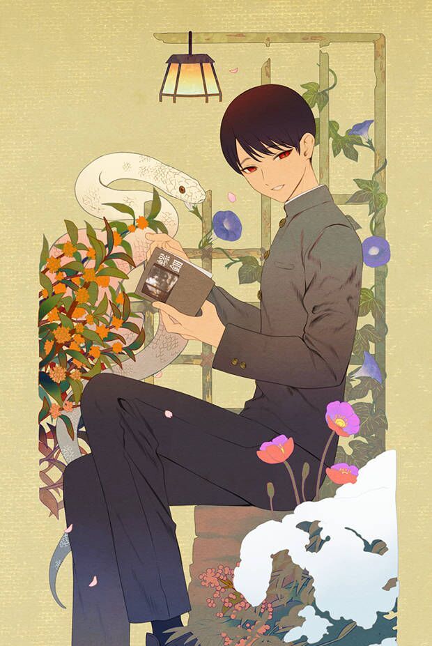 可盐可甜的蛇系美男插画,画风超棒,你喜欢这样的小哥哥?