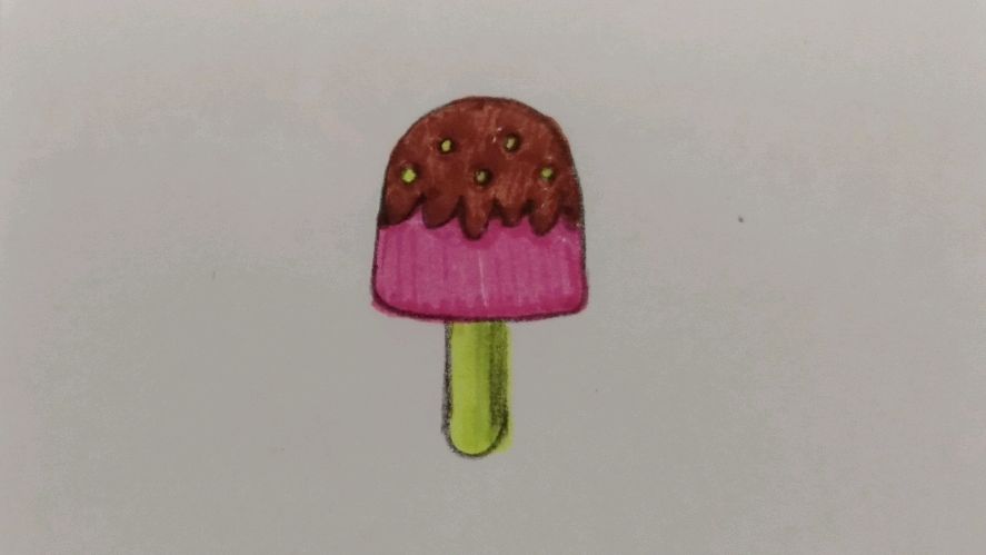 炎热的夏天来个巧克力冰糕 太清凉了 简单的儿童简笔画教程 甜品