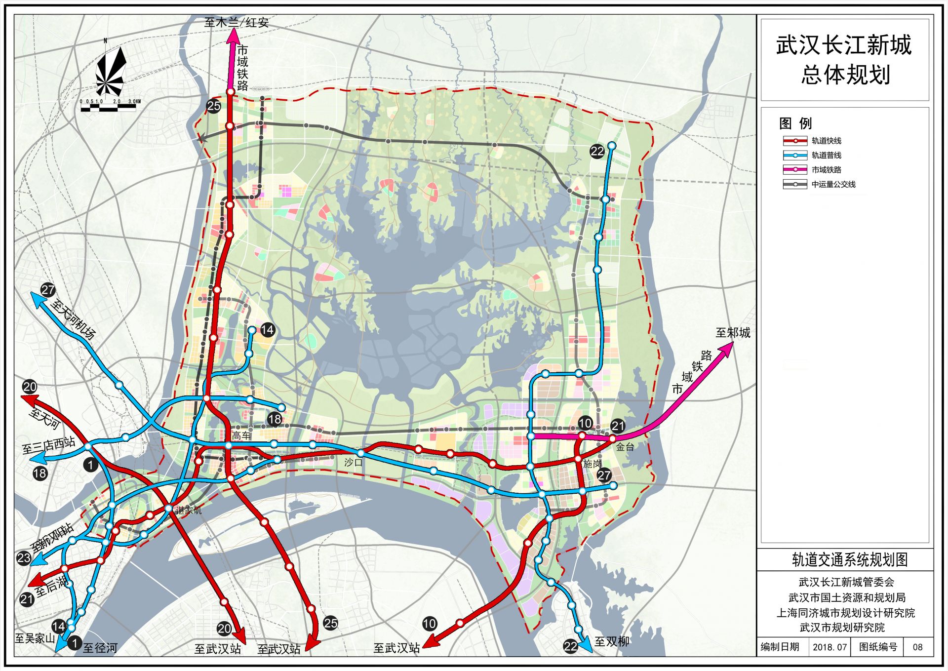 武汉长江新区布局11条轨道交通,四横四纵两环高速路网