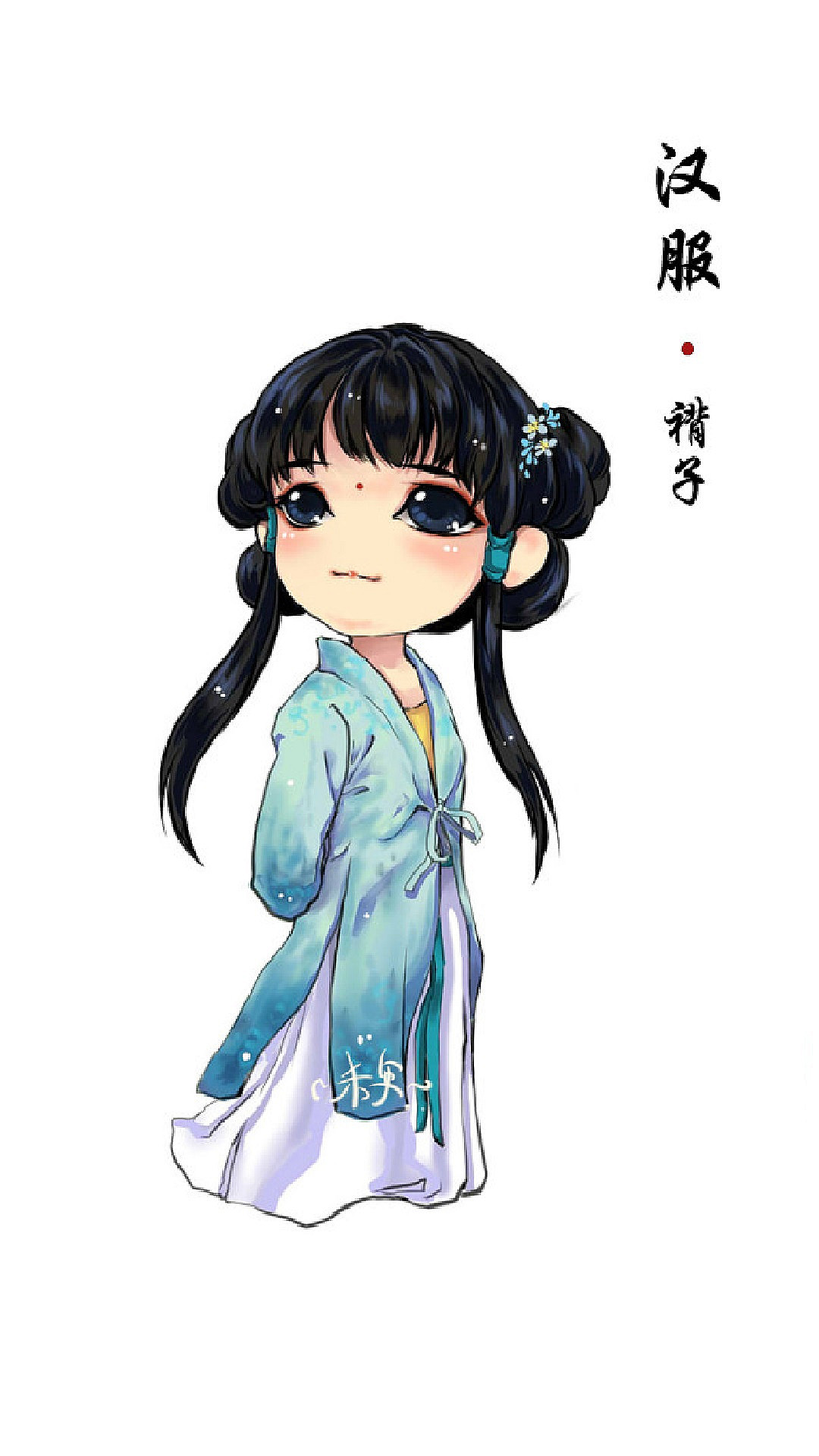 创意汉服手绘人物手机壁纸,分辨率1080x1920