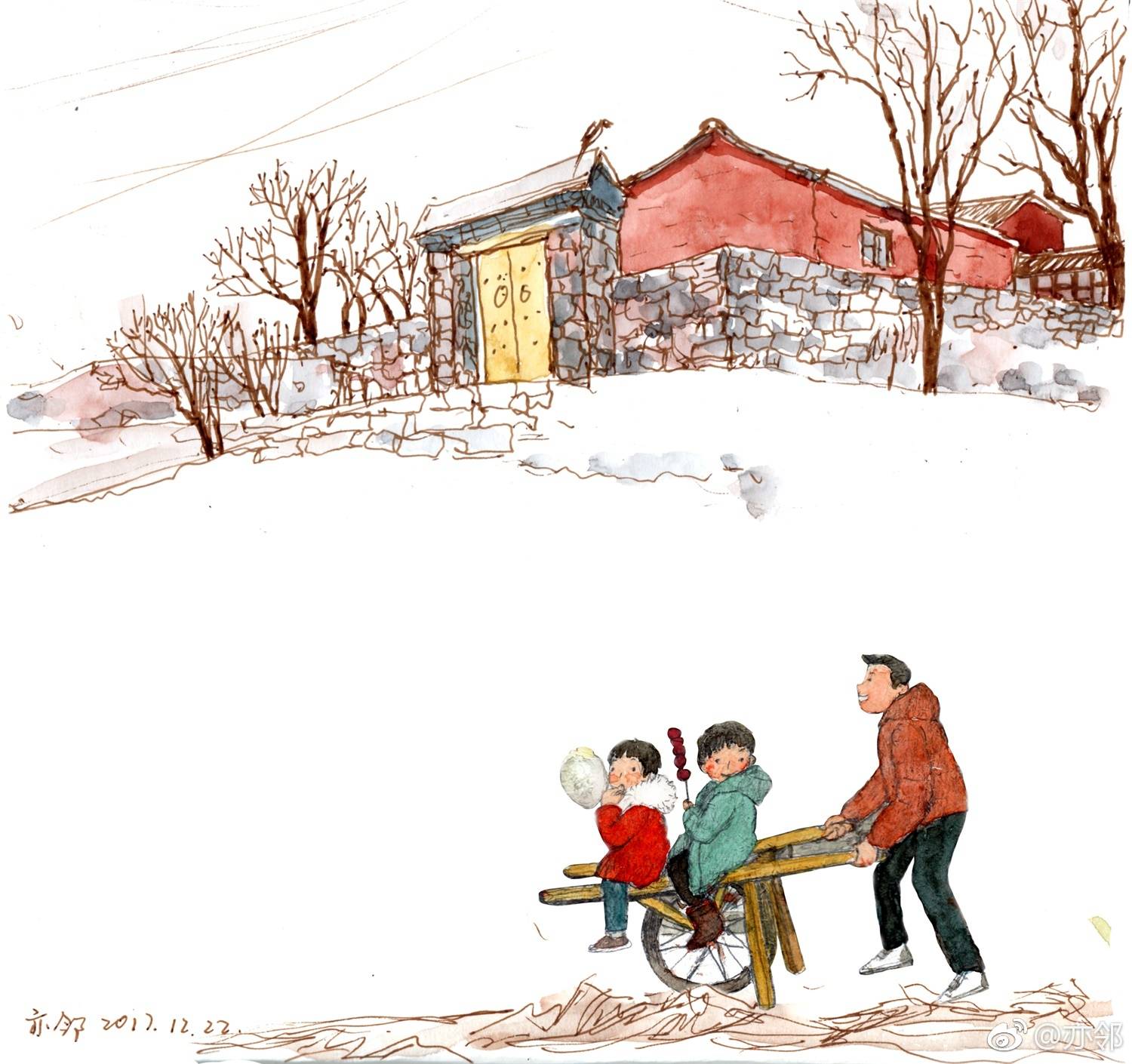 当代国画家徐鹤推荐~童年回忆人物插画集锦