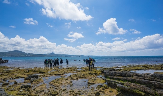 后壁湖,常可见当地民众,观光客争购海鲜,景象极为热闹