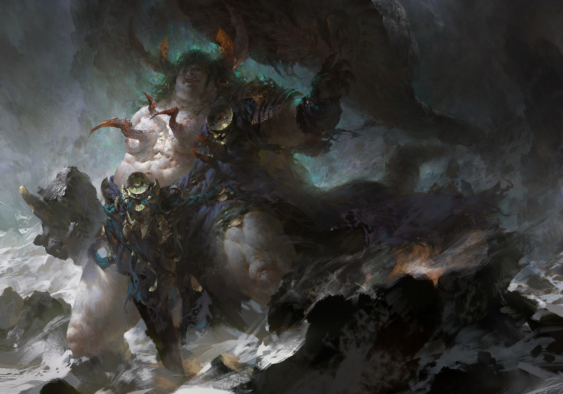 这组画风厚重,画功了得的插画是来自于国人大佬"黄光剑"的作品!