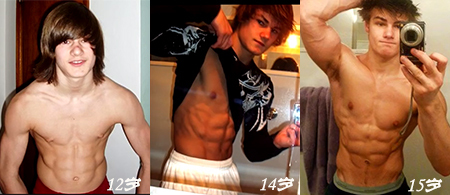 杰夫自然健体之路,12岁健身出6块腹肌,23岁如同行走中肌肉模型
