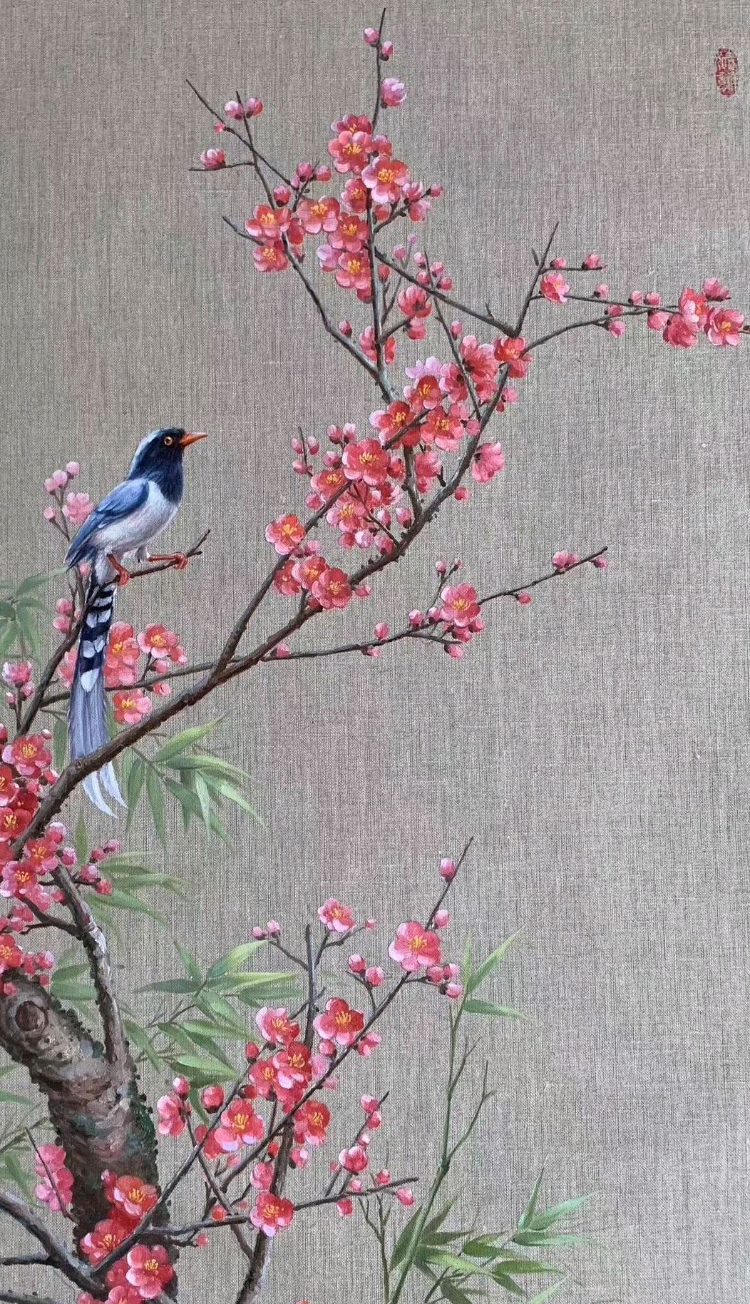 吉祥油画喜上梅梢