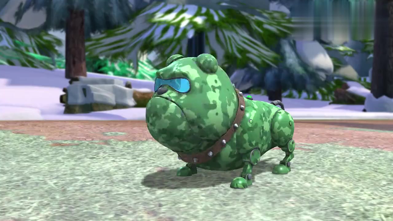 动漫壁纸:熊大压坏了机器狗,机器狗一下咬住了光头强的屁股