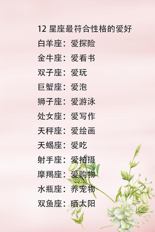 十二星座最符合性格的爱好