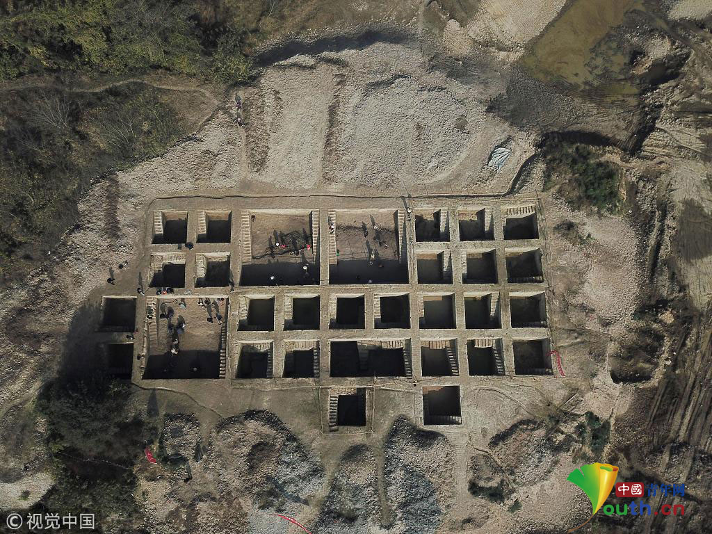 合肥:航拍引江济淮工程考古发掘现场