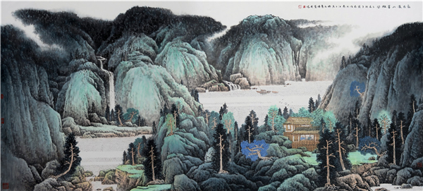 五彩缤纷油画笔换成乌黑浓墨,蔡萌萌山水之盟个展在文史馆举办