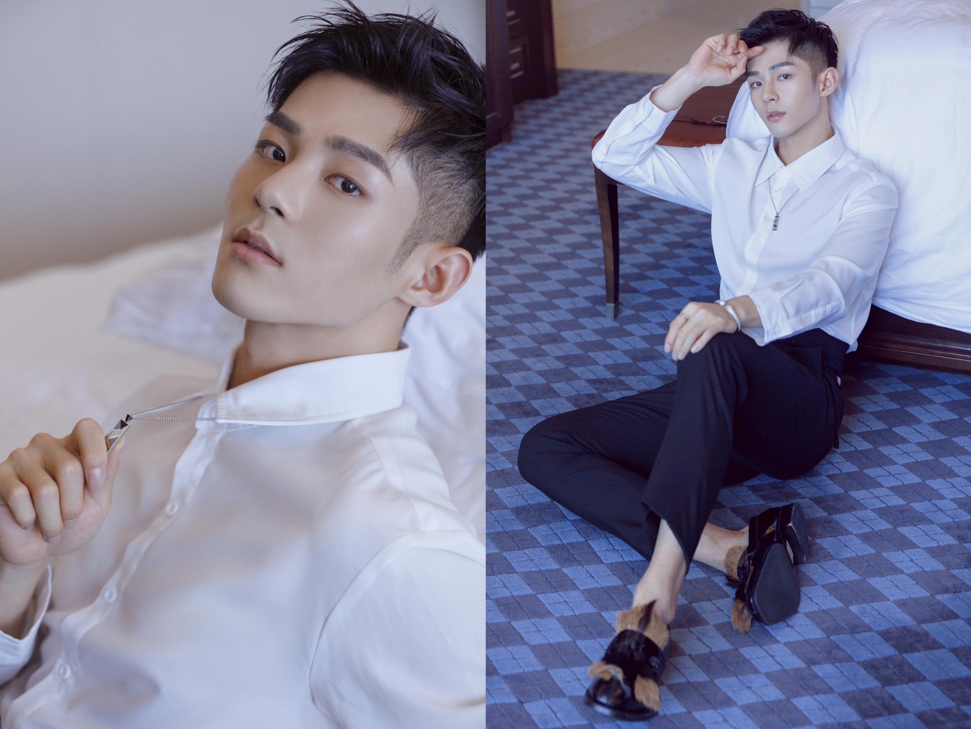 潘宥诚黑白搭配西装写真曝光 展帅气侧颜杀