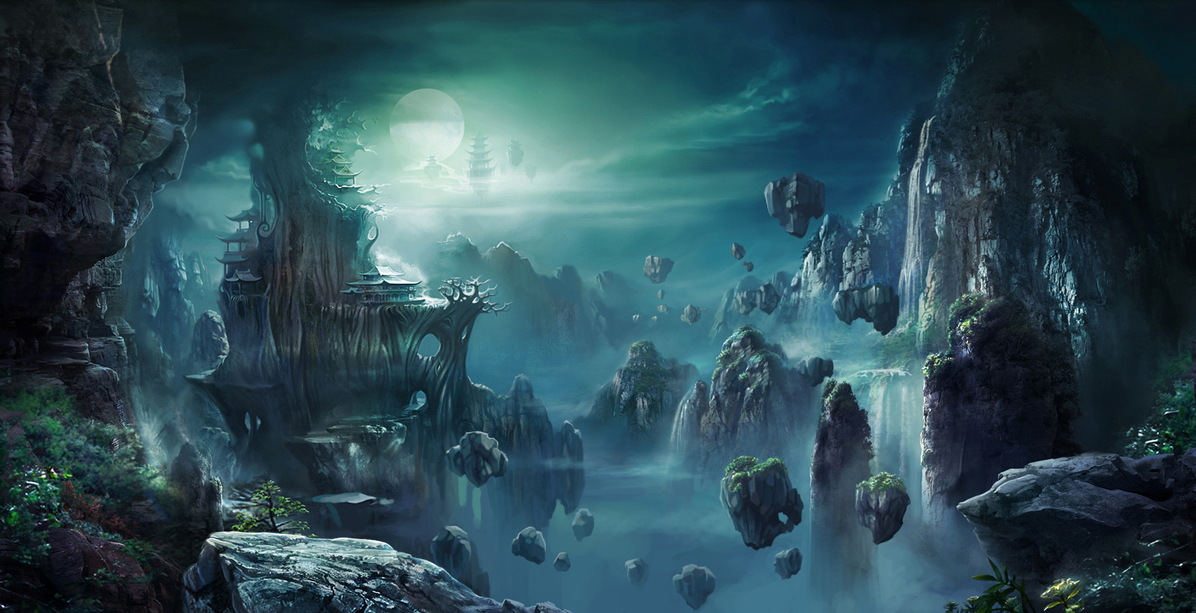 一组画风细腻的古风场景插画作品!既有宏伟建筑也有唯美风光!