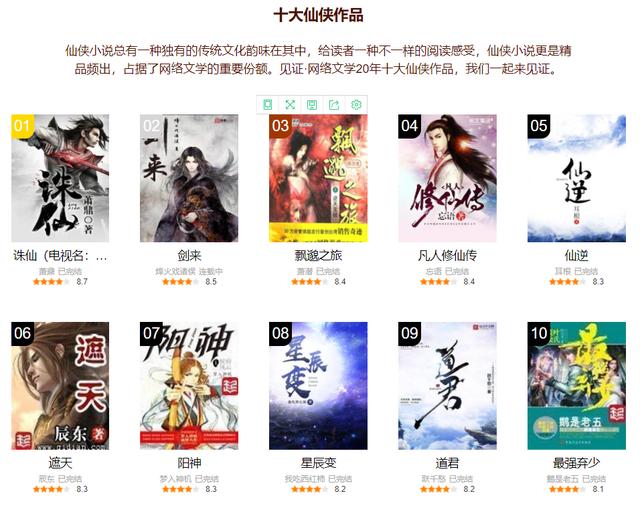 网络文学20年十大仙侠作品《诛仙》第一《七界传说》未入榜