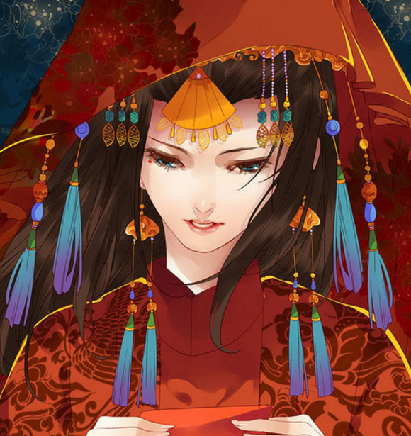 古风动漫插画里的那些惊艳了时光的红衣女子,十里红妆女儿梦!