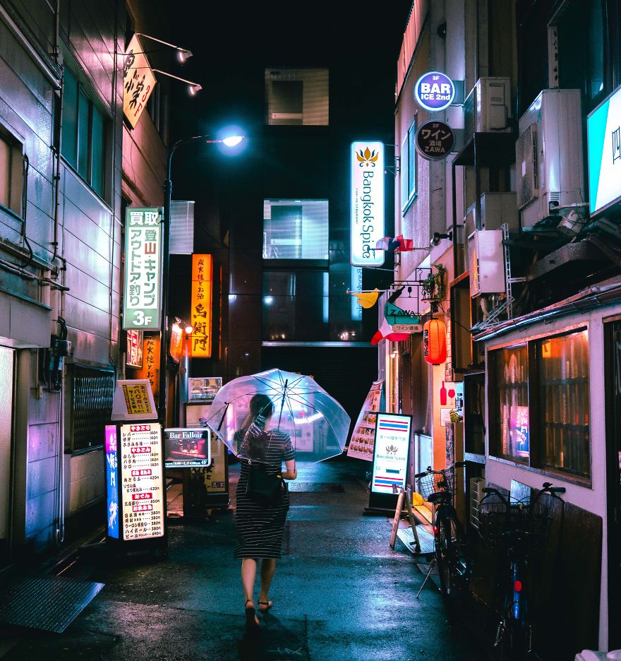 日本东京照片夜景行人图片
