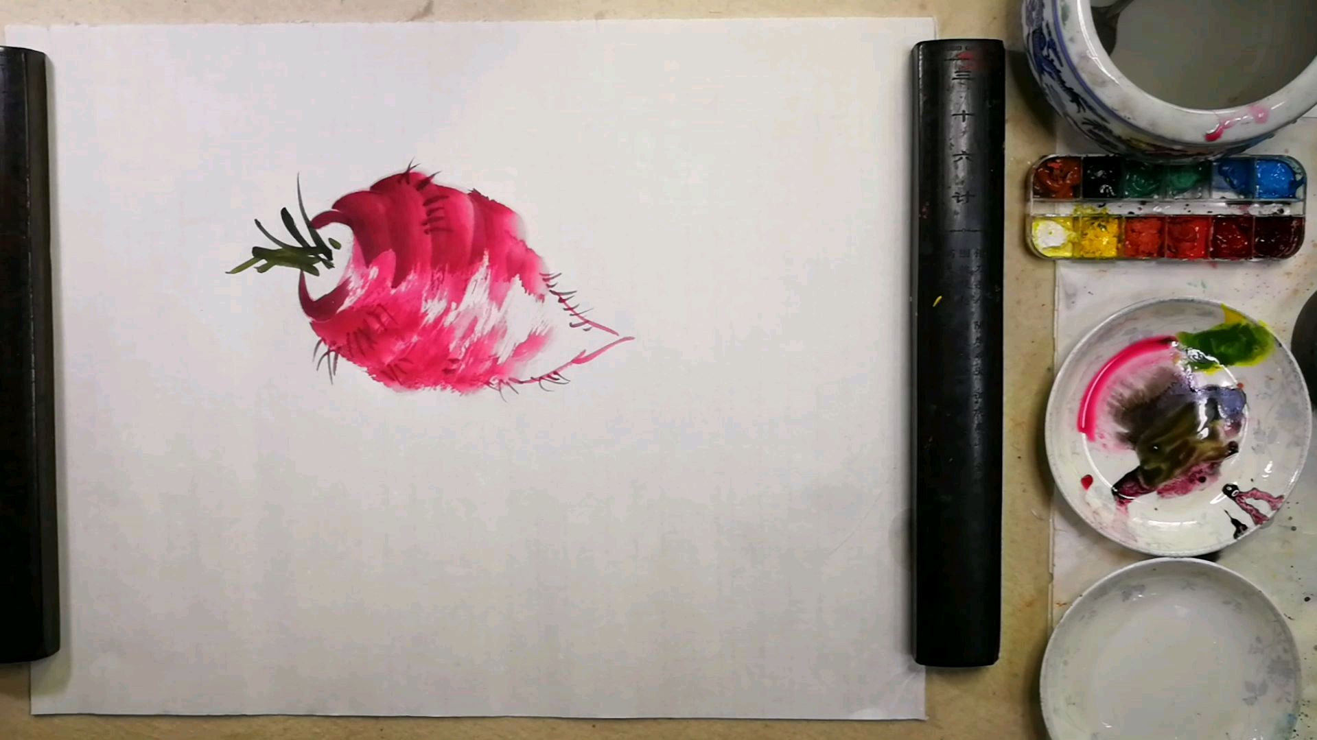 第九章蔬菜和水果的画法。第一节卞萝卜的画法与其步骤