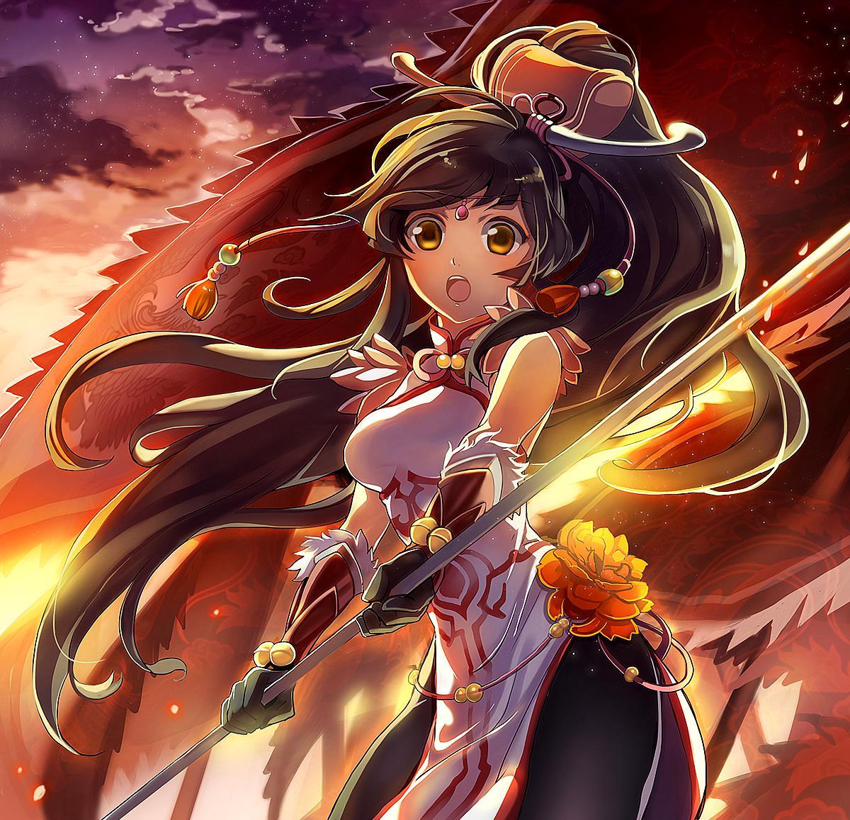 中国风可爱漫画少女:绣罗衣裳照暮春,蹙金孔雀银麒麟